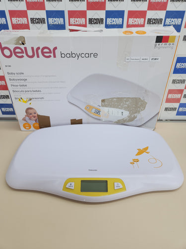 Báscula 20 kg para bebés, con superficie curvada y segura, función de tara y retención para bebés que patalean, medición y visualización en pasos de 5 g Beurer BY 80